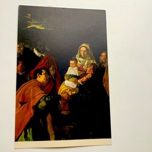 VTG Postcard Adoration of Magi Diego Velazquez Art Study Prado Spain Christmas